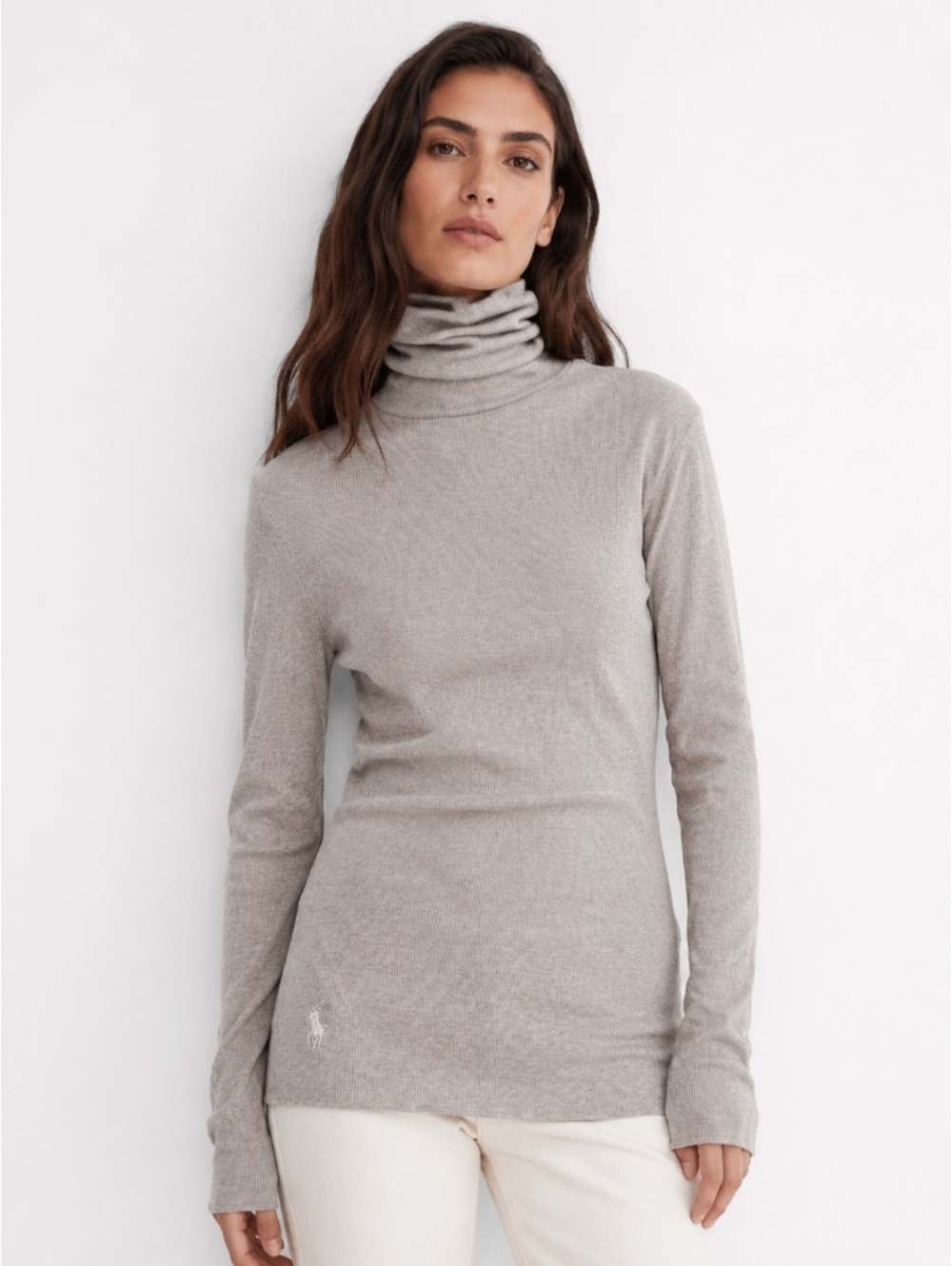 Polo Ralph Lauren ribbed turtleneck in beige, Size M